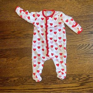Magnolia Baby heart print zip footed onesie